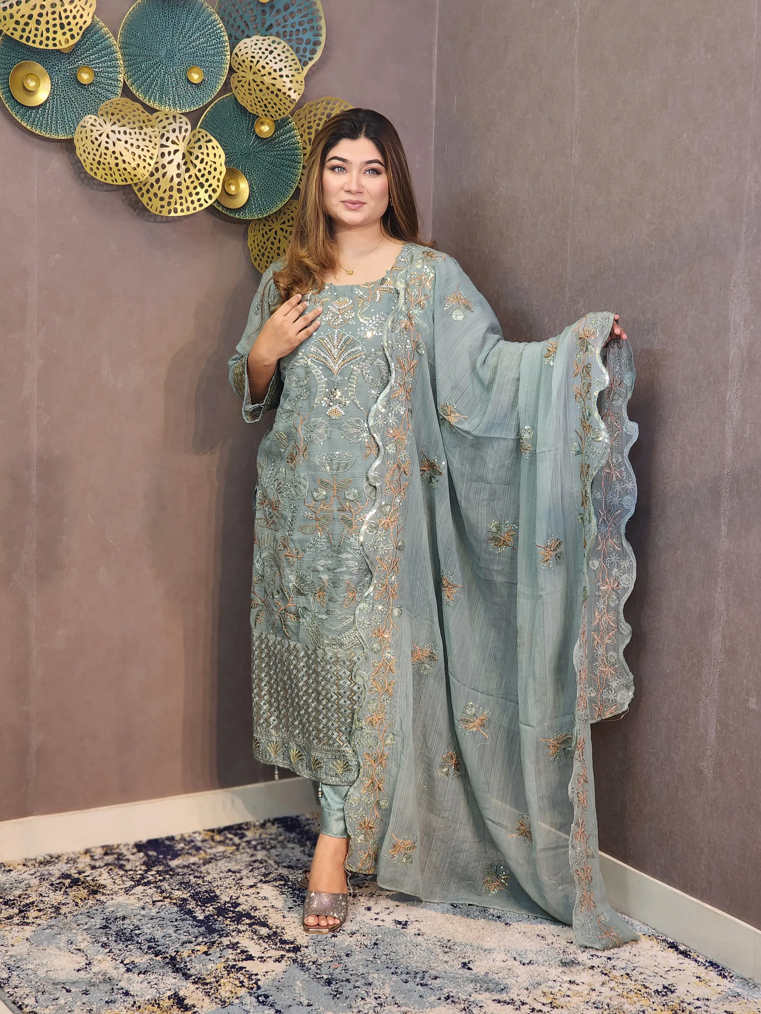 Georgette 4 Pices Unstitched Dress view 4